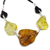Multi-Color Amber Waves Beads Necklace Sterling Silver